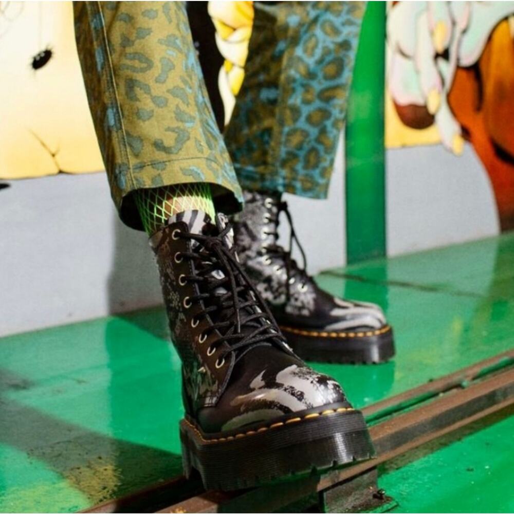 Dr. Martens Jadon Animal Clash Print Leather Unisex Boots men's 5 women's 6 new! - Picture 2 of 10
